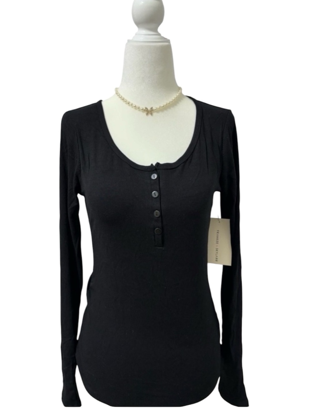 Women's Frankee & Skylarr Long Sleeve Scoop Neck Henley Top Size large 90,s Y2K